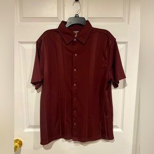 Haggar Button Up - Maroon - Large
